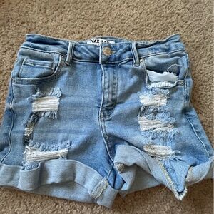 Wax Jean Light Blue Ripped Denim Shorts